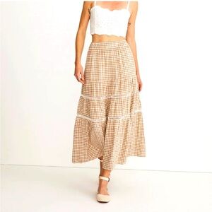 Madewell Linen Blend Tiered Skirt